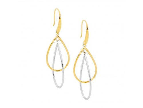 Ellani Stainless Steel Two Tone Teardrop Earrings image