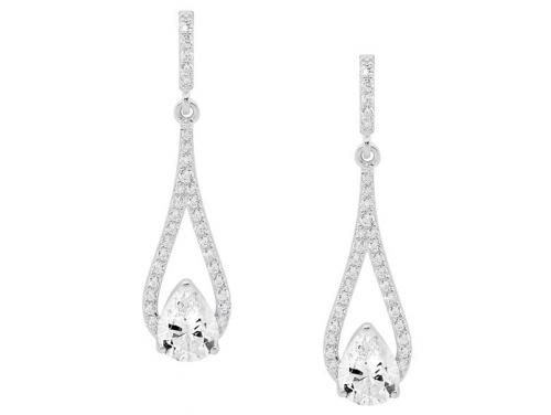 Ellani Stg CZ Long Teardrop Earrings image