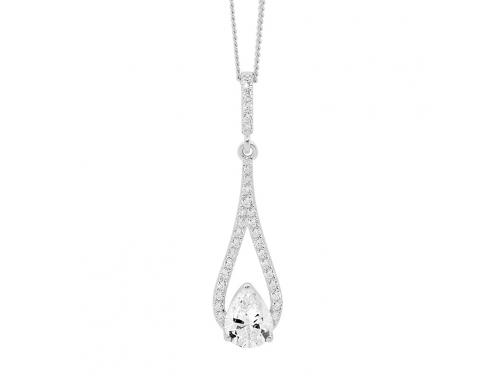 Ellani Stg CZ Long Teardrop Pendant image