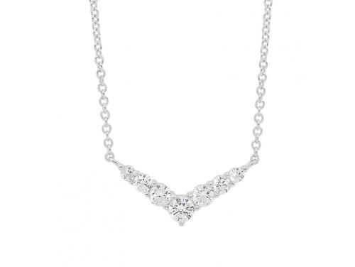 Ellani Stg CZ Graduated V Shape Necklace image