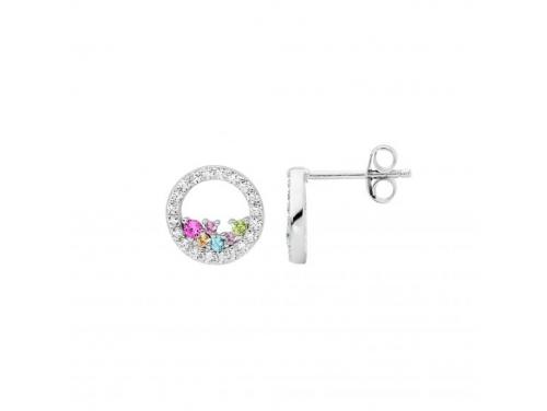 Ellani Stg Pastel CZ Open Circle Earrings image