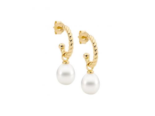 Ellani Stg Gold Plated Freshwater Pearl Drop Earrings image