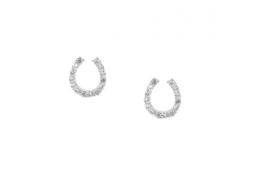 Ellani Stg CZ Horseshoe Earrings image