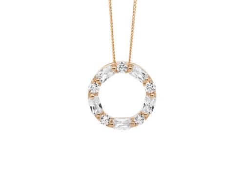 Ellani Rose Plated Stg CZ Open Circle Pendant image