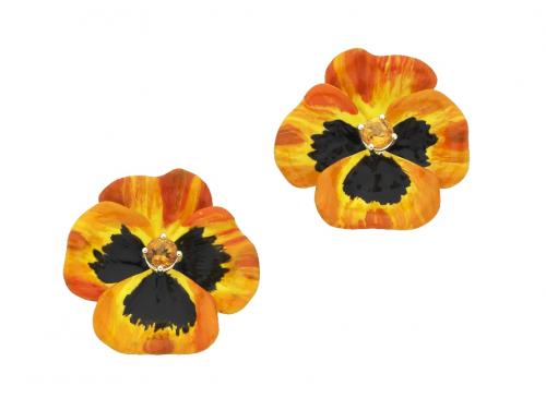 Karen Walker Stg Citrine Enamel Flower Earrings image