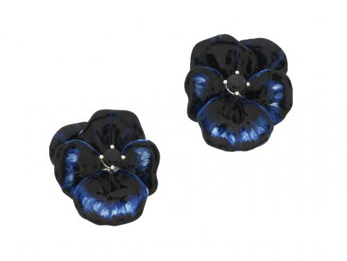 Karen Walker Stg Sapphire Enamel Flower Earrings image