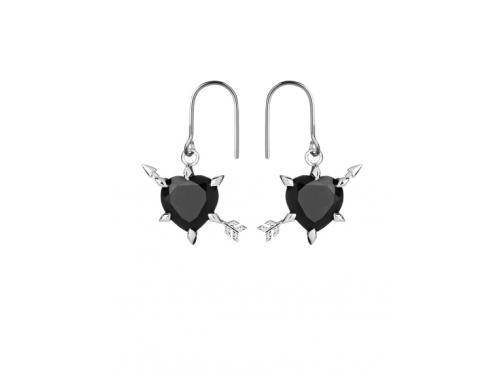 Karen Walker Stg Onyx Cupid Arrow & Heart Earrings image