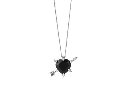 Karen Walker Stg Onyx Cupid's Arrow & Heart Necklace image