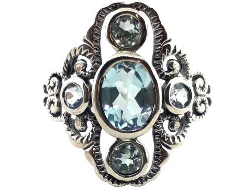 Sterling Silver Blue Topaz Dress Ring image