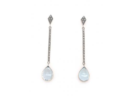 Sterling Silver Blue Topaz Marcasite Drop Earrings image
