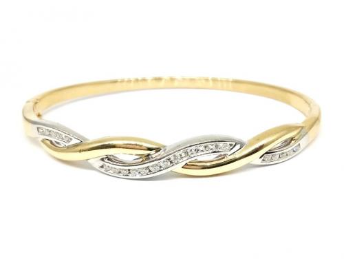 9ct Diamond Crossover Snap And Hinge Bracelet image