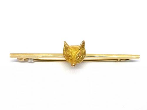 9ct/18ct Fox Head Bar Brooch image