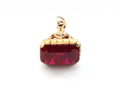 9ct Vintage Red Stone Seal Pendant image