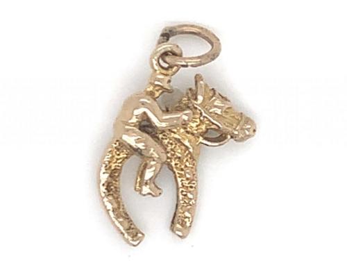 9ct Horseshoe & Jockey Charm image