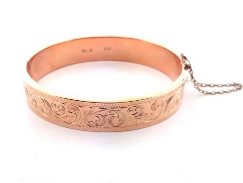 9ct Rose Gold Engraved Snap & Hinge Bracelet image