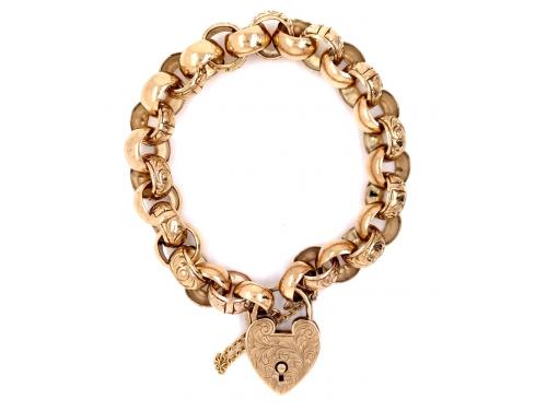 9ct 1/2 Engraved Belcher Padlock Bracelet image