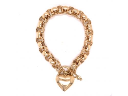 9ct 19.5cm Filigree Linked Padlock Bracelet image