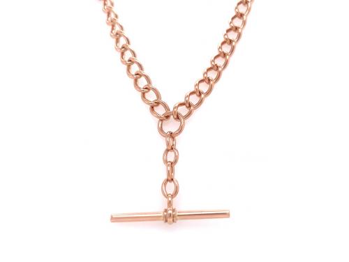 15ct Rose Gold 41cm Vintage Open Curb Fob Chain image