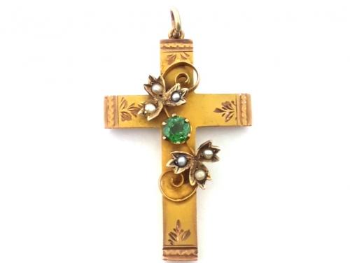 9ct Vintage Decorated Cross Pendant image