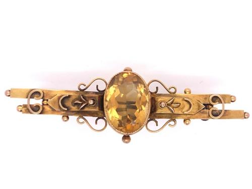9ct Antique Citrine Brooch  image