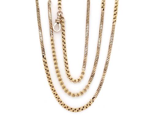 9ct Vintage Snake Double Link Muff Chain 159.5cm image