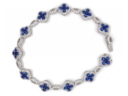 18ct White Gold Sapphire Diamond Bracelet TDW 1.29ct image