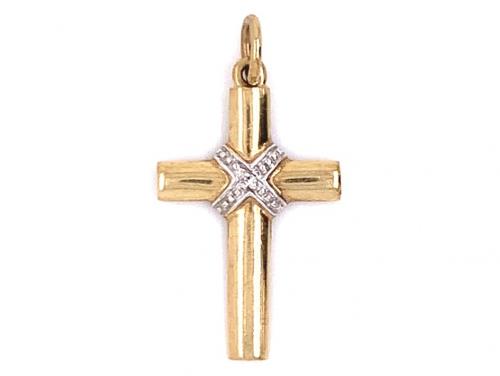9ct Two Tone Diamond Cross Pendant image