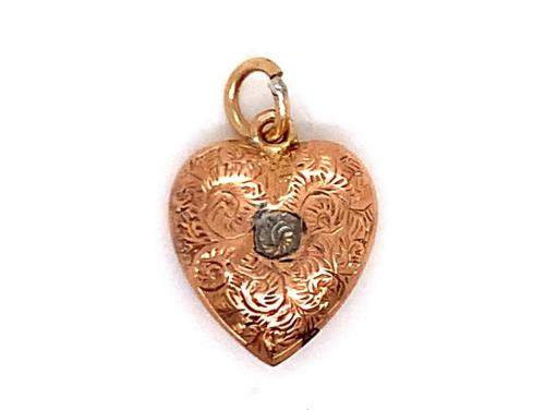 9ct Rose Gold Two Tone Heart Charm  image
