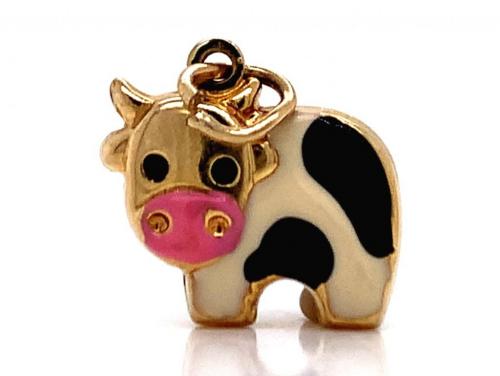 9ct Enamel Cow Charm image