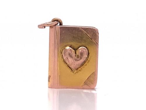 9ct Rose Heart Book Charm image
