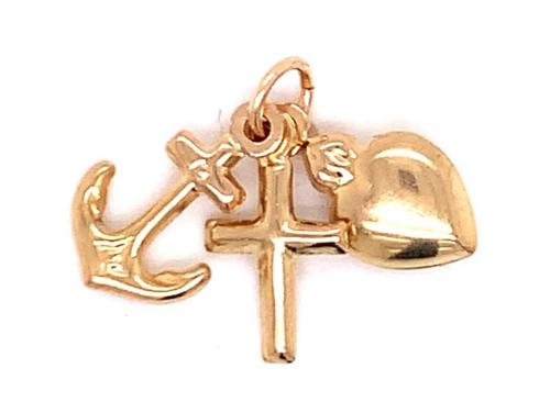 9ct Anchor Cross & Heart Charm image