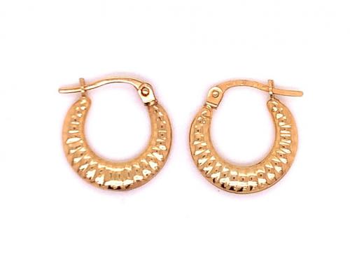 9ct Textured Hoops - Hollow image