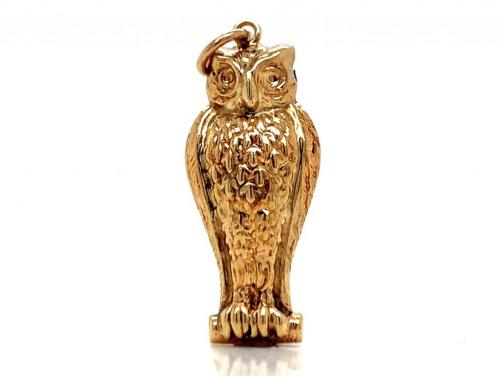 9ct Standing Owl Charm - Hollow image