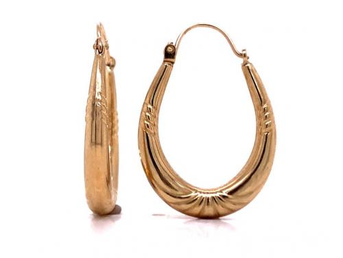 9ct Oval Patterned Hoops image