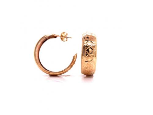9ct Wide Patterned Hoops image
