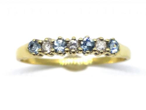 18ct 4 Aquamarine 3 Diamond Ring image