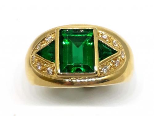 18ct Synthetic Emerald Diamond Ring image