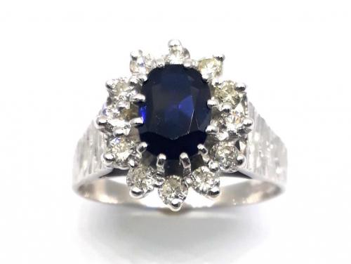 18ct White Gold Sapphire Diamond Cluster Ring TDW.36CT image