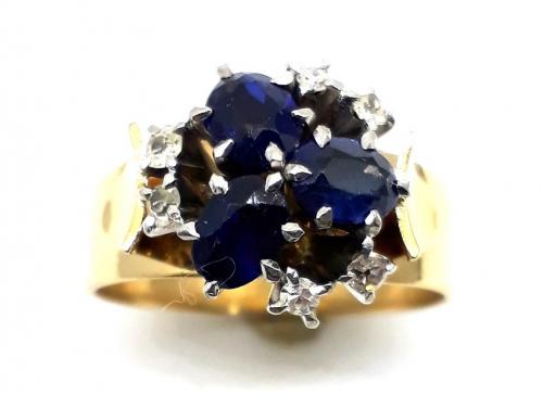 18ct Synthetic Sapphire Diamond Dress Ring image