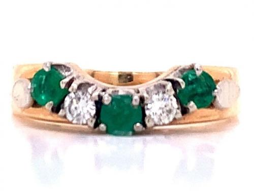 14ct Emerald Diamond Curved Eternity Ring image