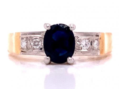 14ct Sapphire Diamond Ring TDW 0.08ct image
