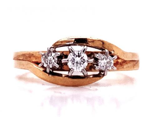 9ct Three Diamond Swirl Ring TDW 0.15ct image