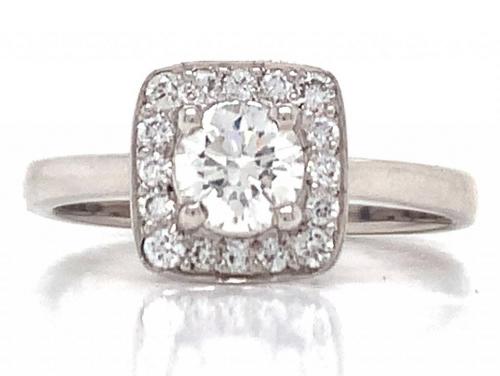 18ct White Gold Diamond Halo Cluster Ring TDW 0.61ct image