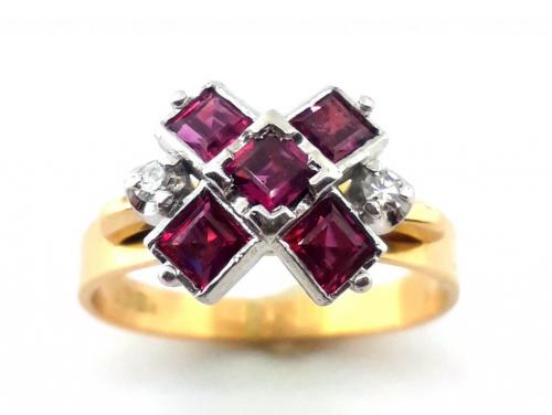 18ct Ruby Diamond Cross Ring image