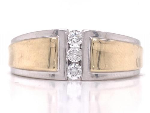 10ct Two Tone Three Diamond Ring TDW 0.21ct image