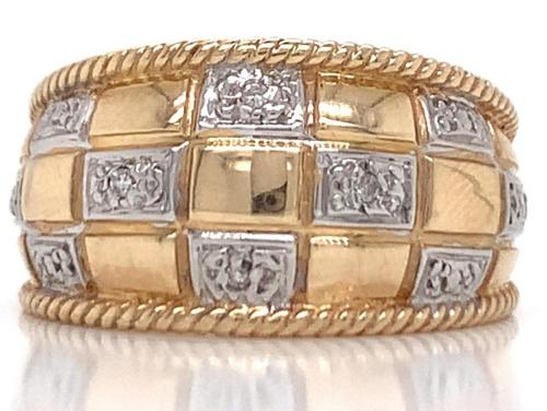 9ct Diamond Wide Checkerboard Ring image