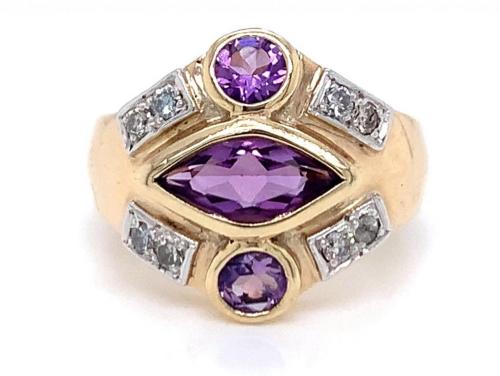 9ct Amethyst Diamond Ring TDW 0.28ct image