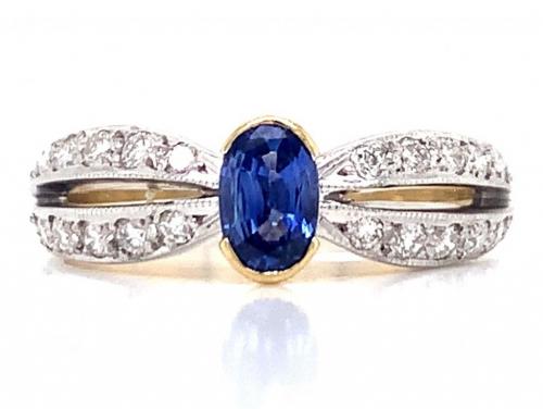 18ct Sapphire Diamond Ring TDW 0.30ct image