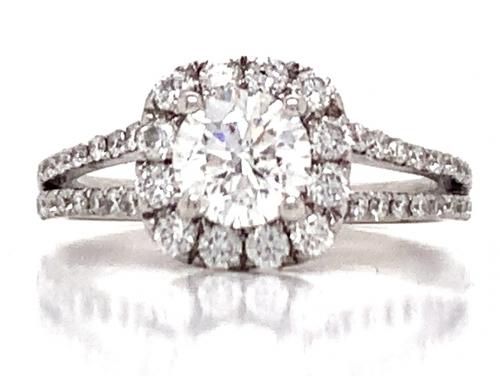 18ct White Gold Diamond Halo Ring TDW 0.81ct image