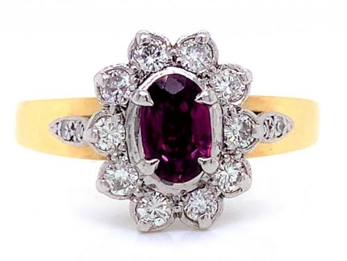 18ct Ruby Diamond Cluster Ring TDW 0.40ct image